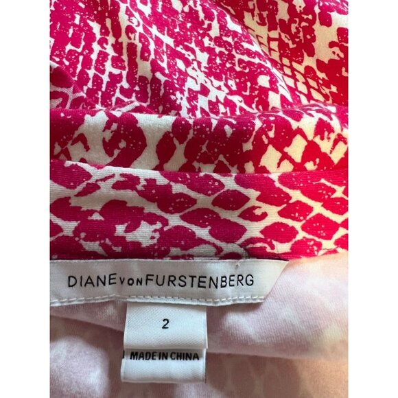 Diane Von Furstenberg Jeanne Wrap Dress 2 XS Pink Ivory Career Church NEW - Picture 6 of 11
